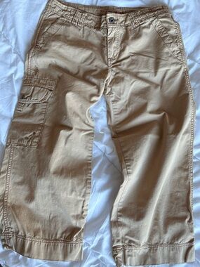 Polo Ralph Lauren Beige Cargo Capris Women 2 | Wide Leg Utility Pants Y2K